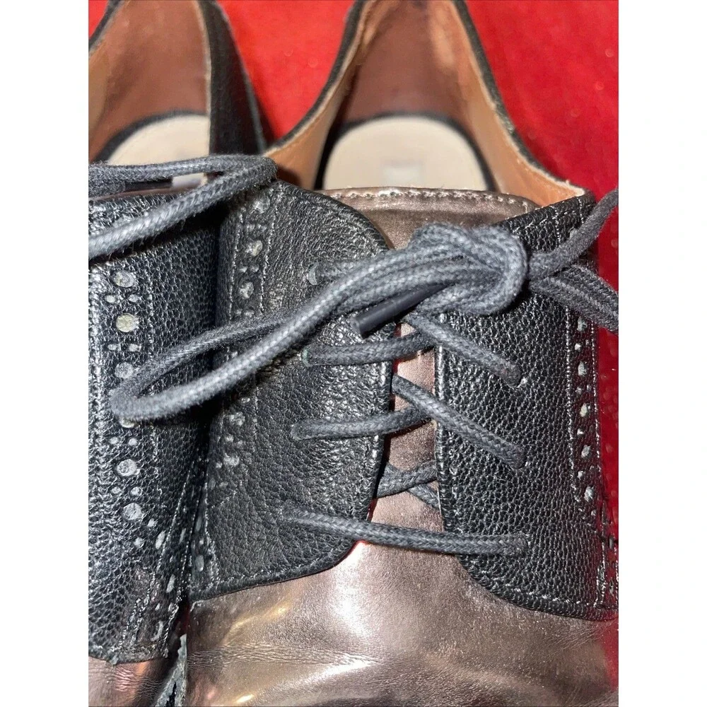 Women's Cole Haan Black Gold Wingtip Oxford Size 7.5B